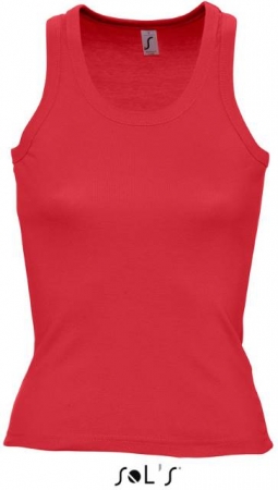 Damen Ripp Trägershirt Rot mit Ringerrücken